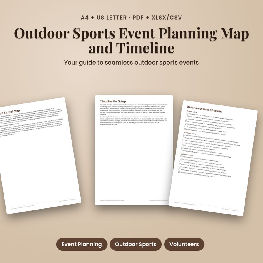 Outdoor Sports Event Planning Map and Timeline