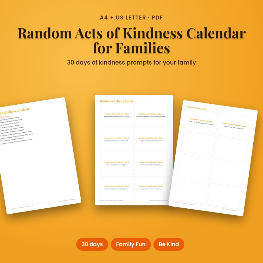 Random Acts of Kindness Calendar for Families