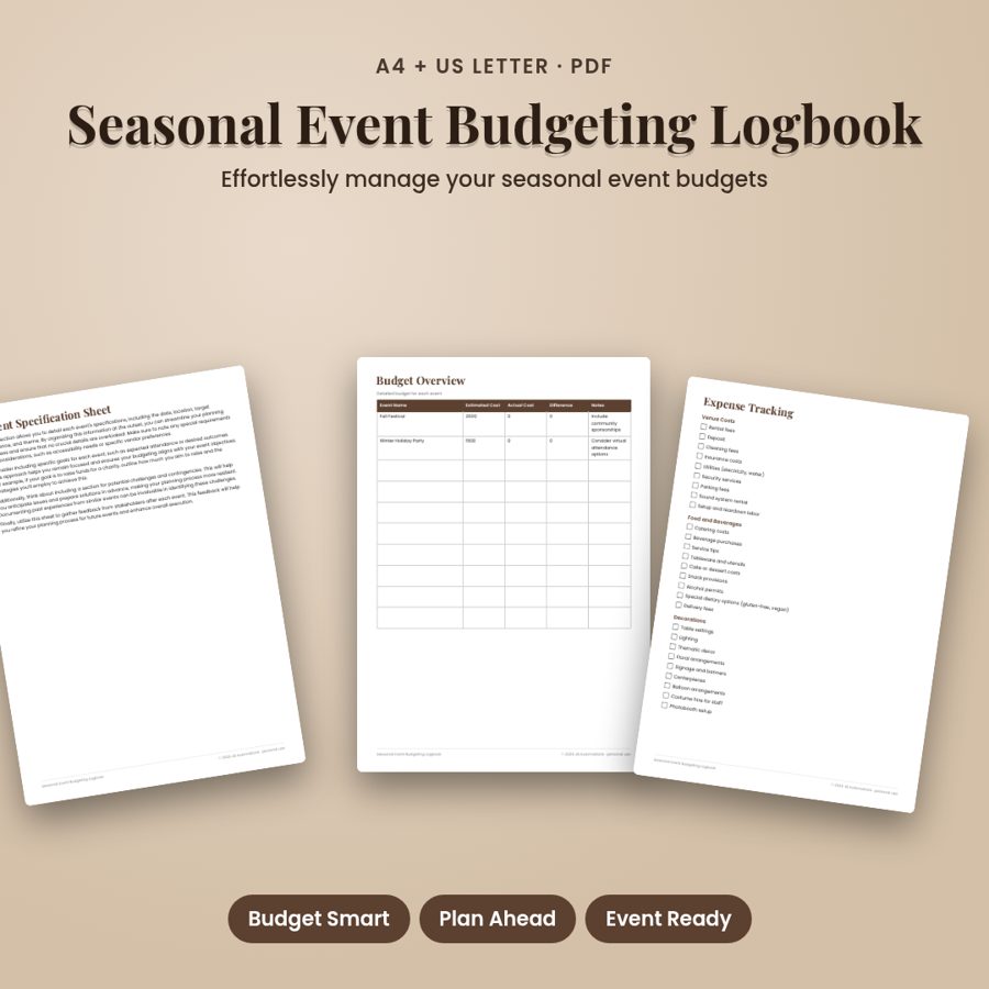 Seasonal Event Budgeting Logbook