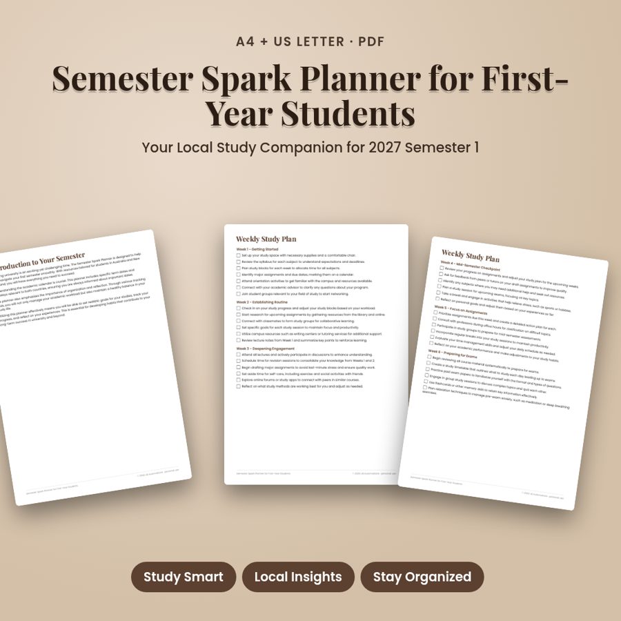Semester Spark Planner for First-Year Students