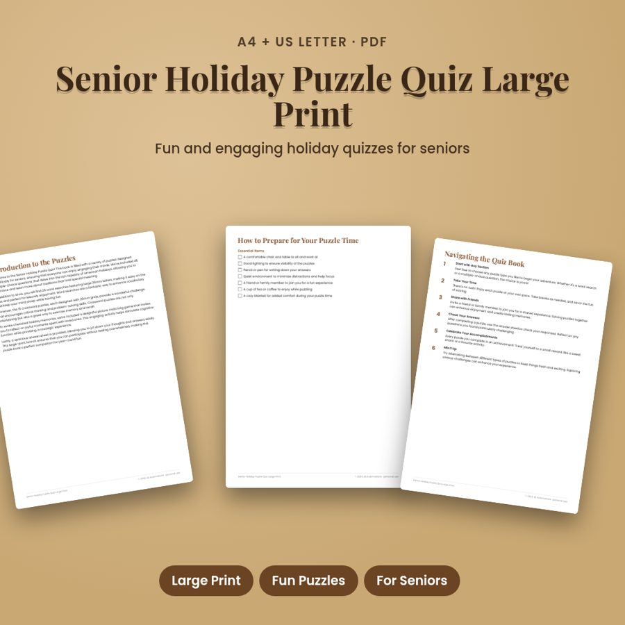 Senior Holiday Puzzle Quiz Large Print