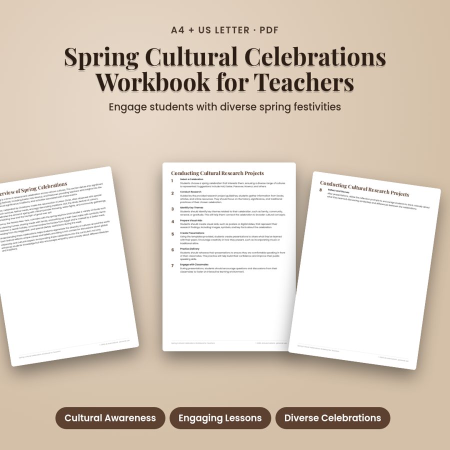 Spring Cultural Celebrations Workbook for Teachers