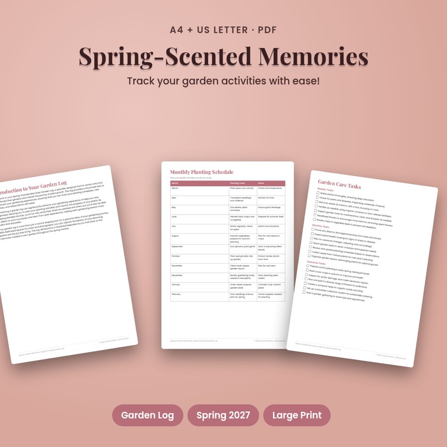 Spring-Scented Memories: Large Print Spring Garden Log