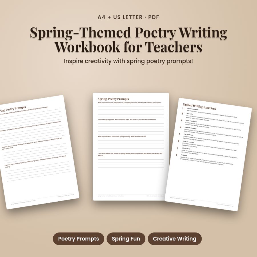 Spring-Themed Poetry Writing Workbook for Teachers