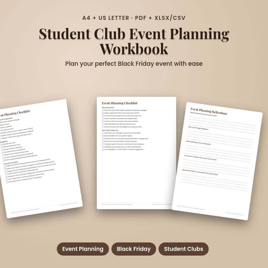 Student Club Event Planning Workbook: Black Friday Edition