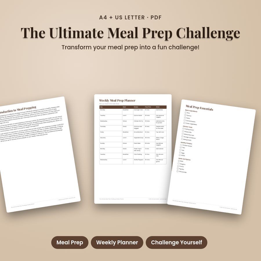 The Ultimate Meal Prep Challenge: Weekly Planner