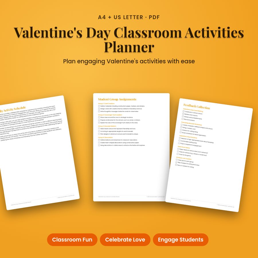 Valentine's Day Classroom Activities Planner