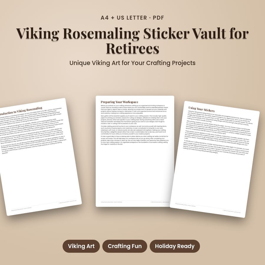 Viking Rosemaling Sticker Vault for Retirees