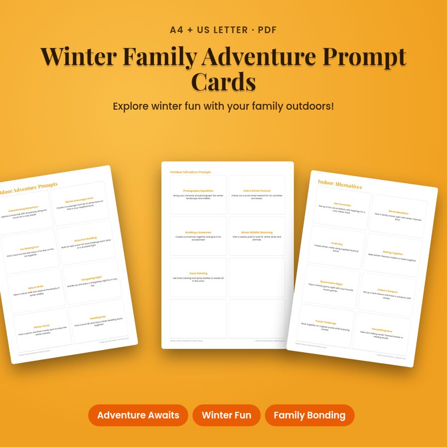 Winter Family Adventure Prompt Cards
