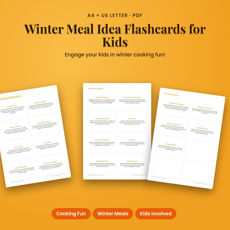 Winter Meal Idea Flashcards for Kids