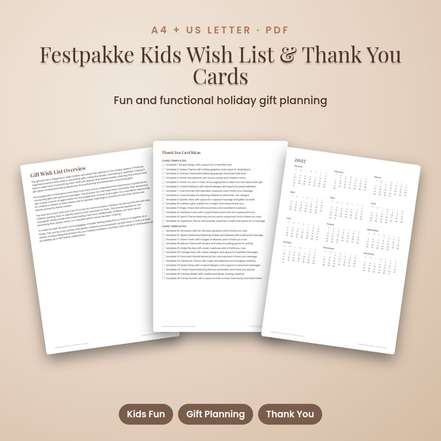 Kids Christmas Wish List & Thank You Cards | Printable Pack