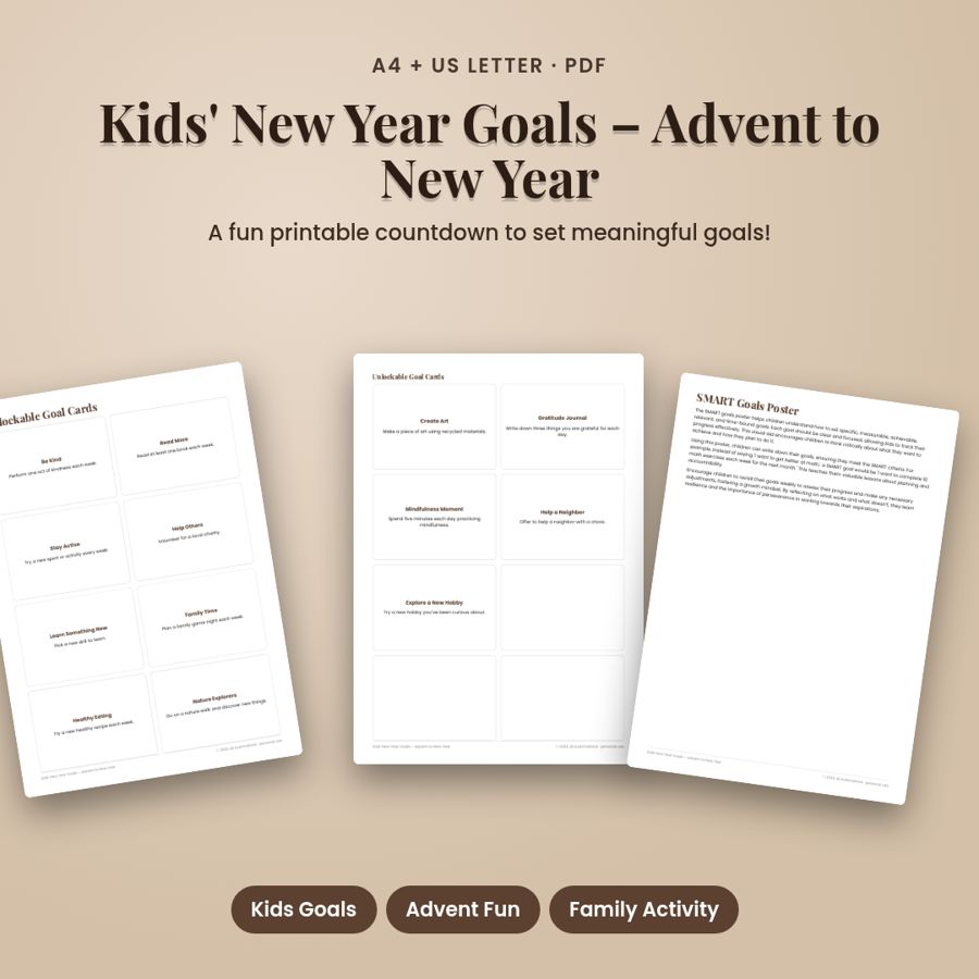 Kids' New Year Goals – Advent to New Year | Printable PDF