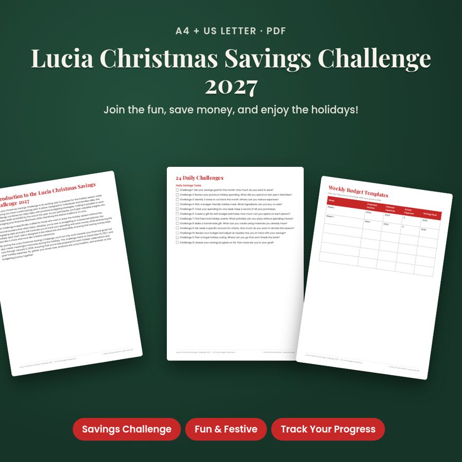 Lucia Christmas Savings Challenge 2027 – 24-Day Budget Adventure