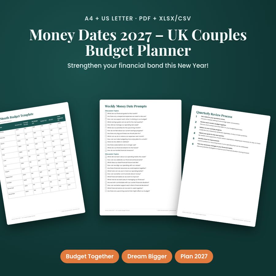 Money Dates 2027 – UK Couples Budget Planner | PDF + Excel Spreadsheet