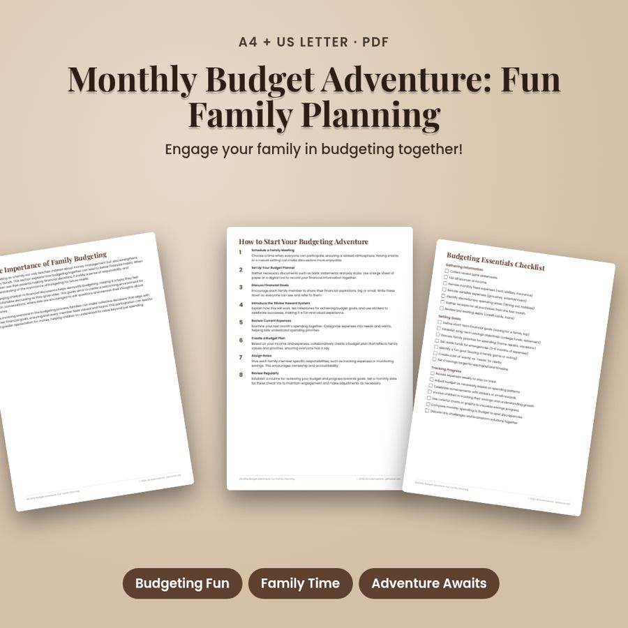 Monthly Budget Adventure: Fun Family Planning | Printable PDF