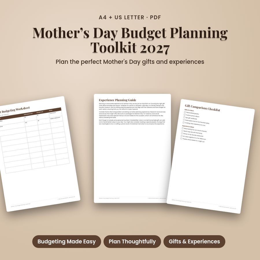 Mother’s Day Budget Planning Toolkit 2027 | Printable PDF