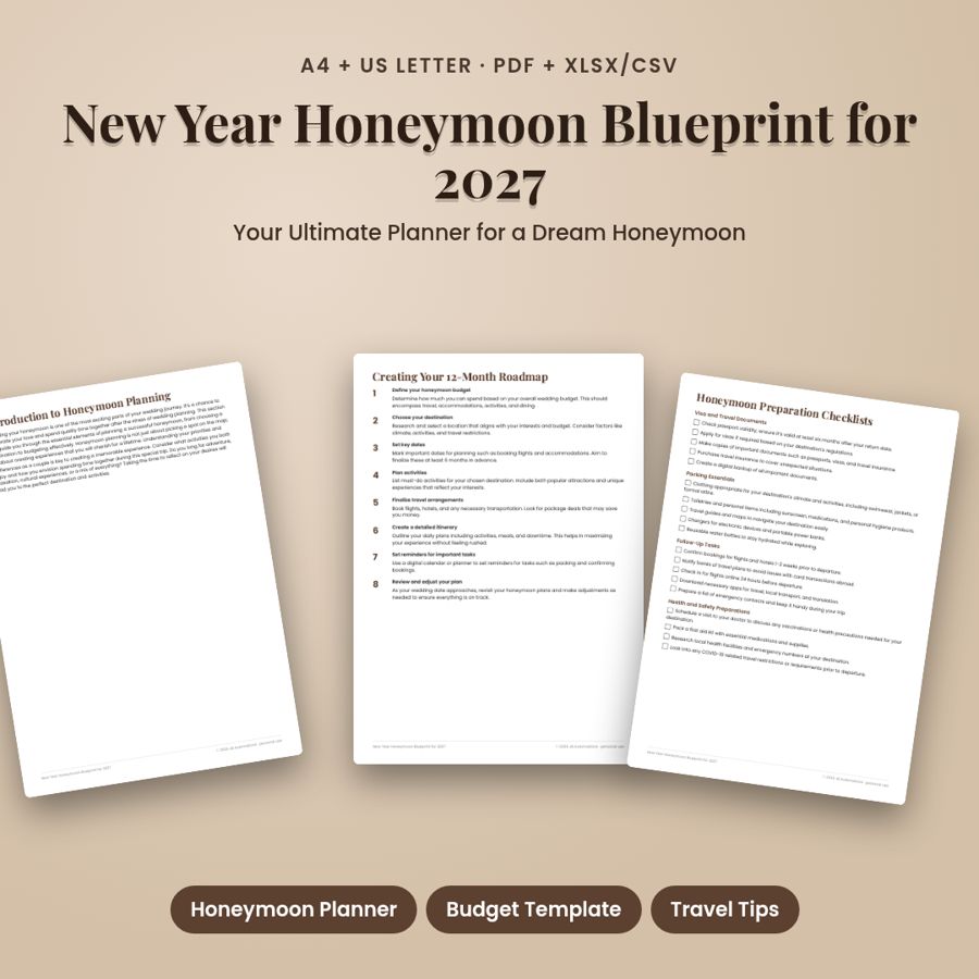 New Year Honeymoon Blueprint for 2027 | Printable PDF + Excel Template