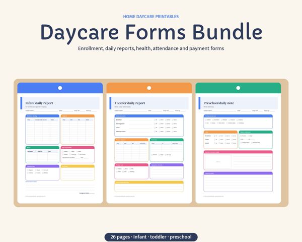 Daycare Forms Bundle – Enrollment, daily reports, health, attendance and payment forms