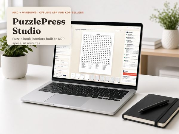 PuzzlePress Studio – Make word search, sudoku and maze book interiors built to Amazon KDP paperback specs