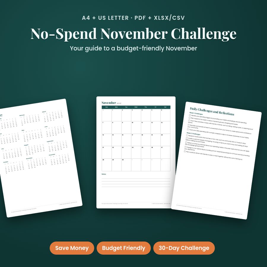 No-Spend November Challenge: Save Big This Month | PDF + Excel