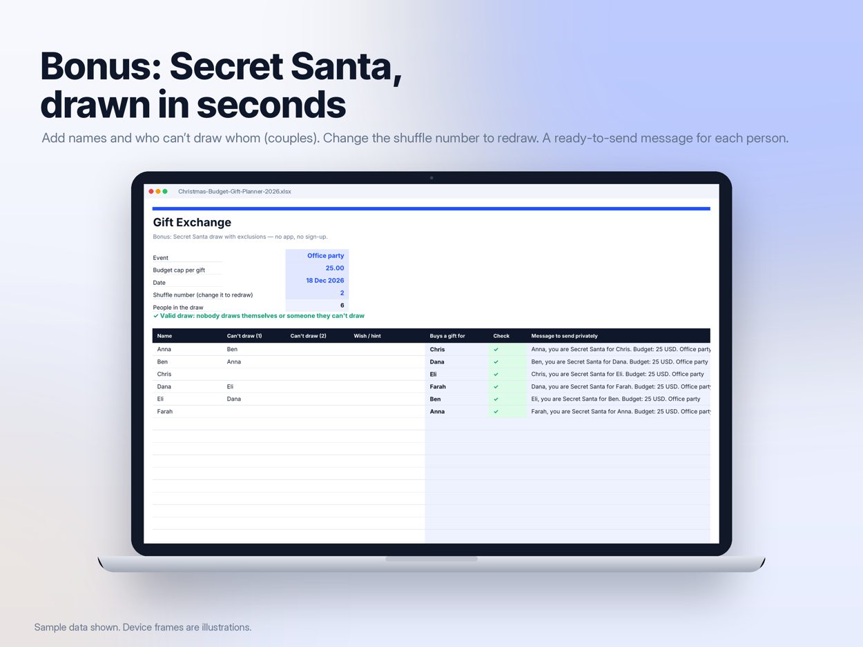 Secret Santa draw with exclusions