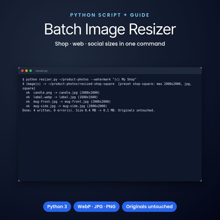 Python Batch Image Resizer for Online Sellers | Shop & Web Sizes – preview