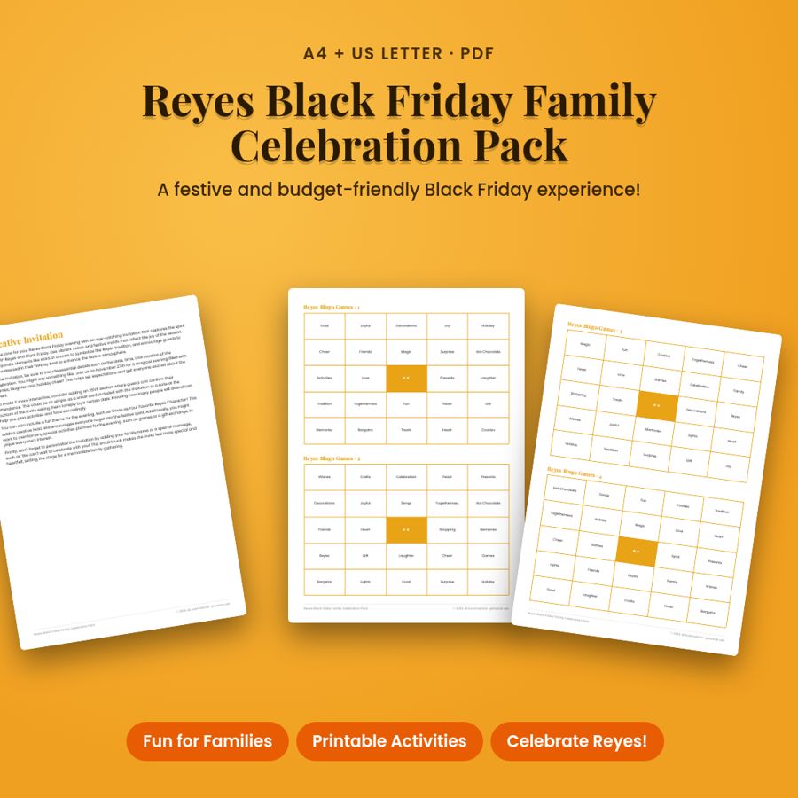 Reyes Black Friday Family Celebration Pack | Printable PDF
