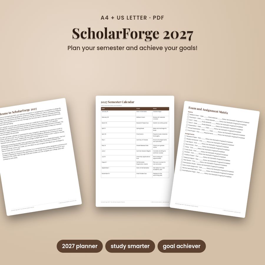 ScholarForge 2027: The Ultimate Student Planner | Printable PDF