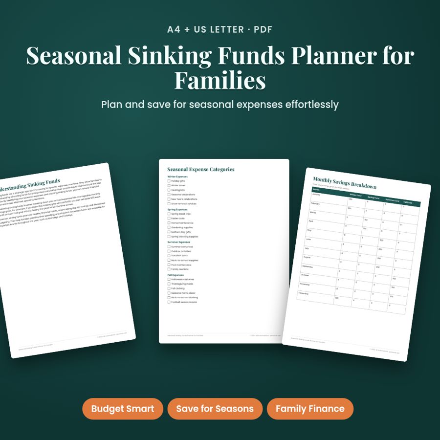 Seasonal Sinking Funds Planner for Families | Printable PDF
