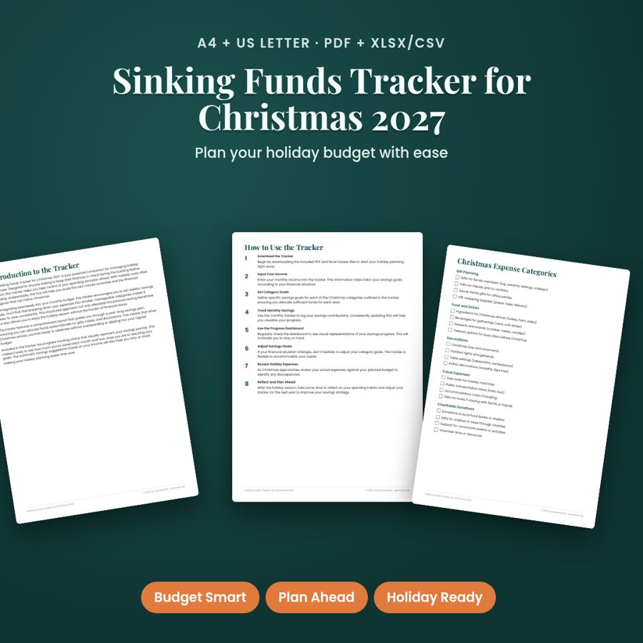 Sinking Funds Tracker for Christmas 2027 | PDF + Excel Spreadsheet