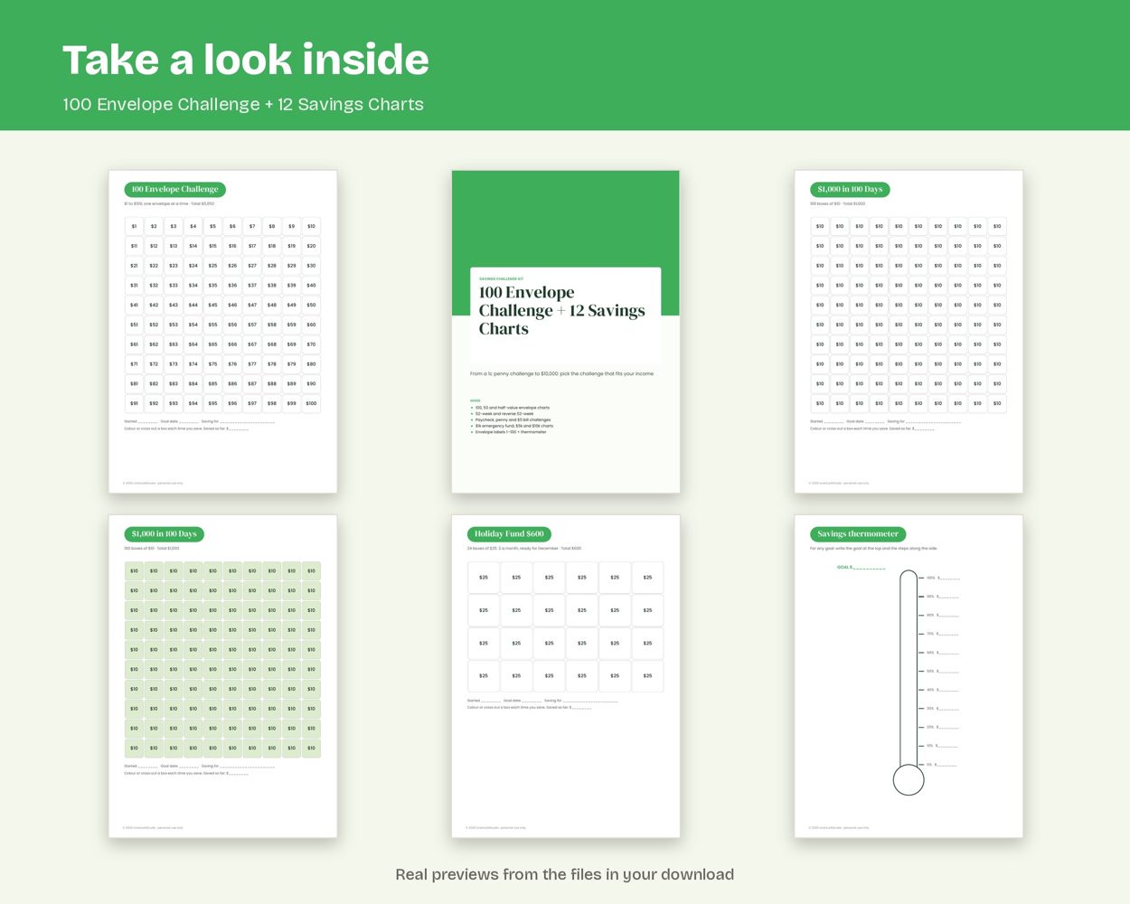 100 Envelope Challenge + 12 Savings Charts – preview 2