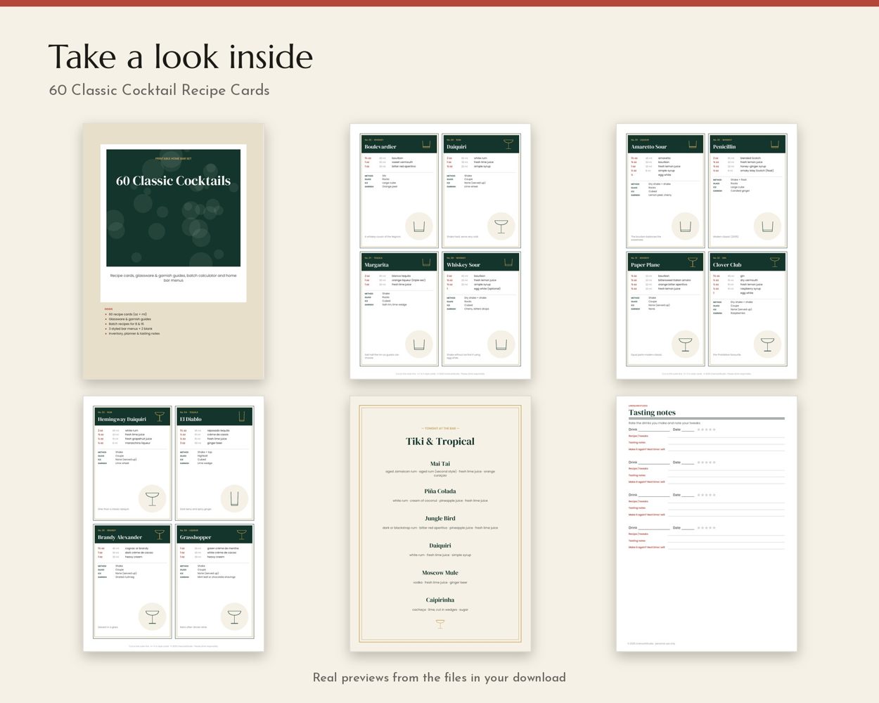 60 Classic Cocktail Recipe Cards – preview 2