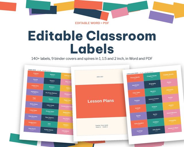 Editable Classroom Labels