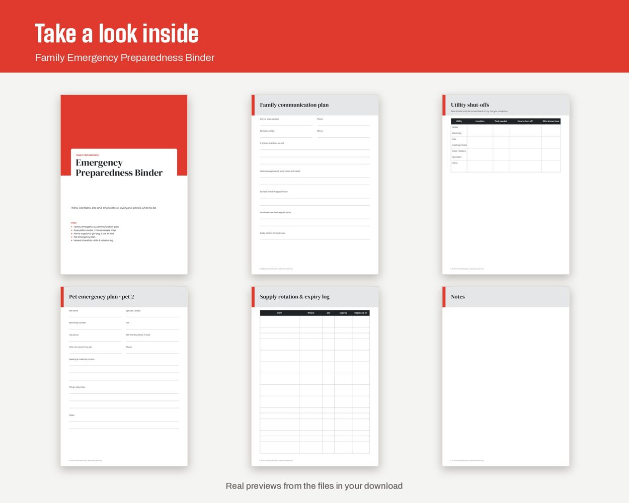 Family Emergency Preparedness Binder – preview 2