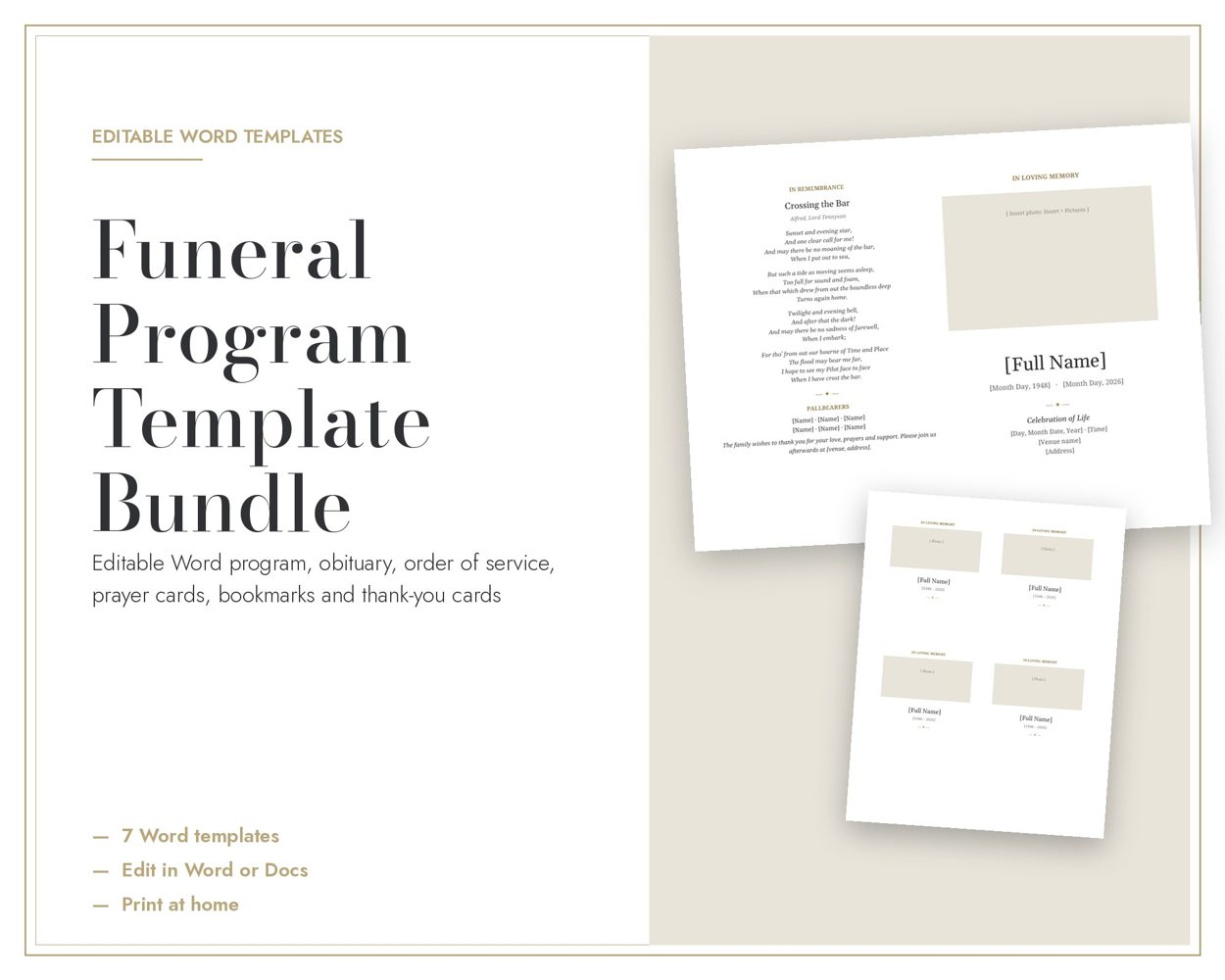 Funeral Program Template Bundle – cover