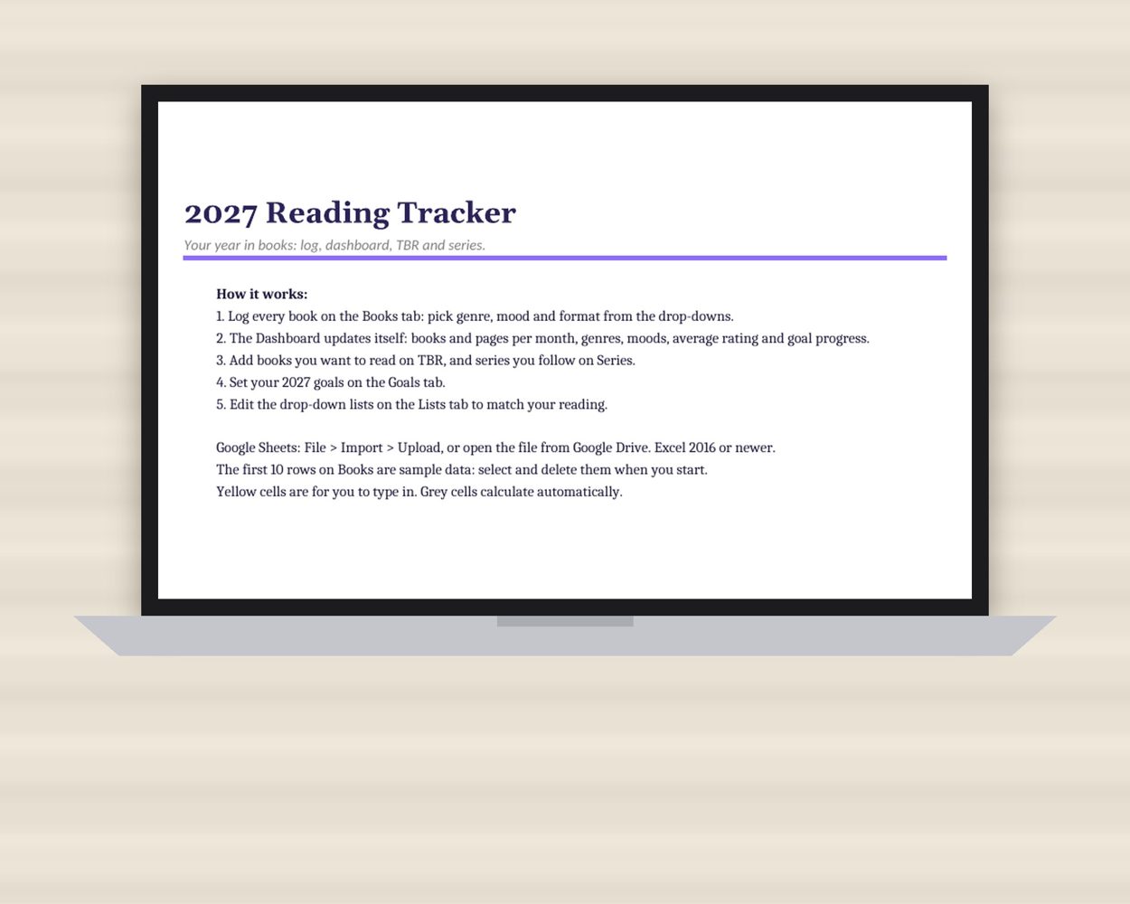 2027 Reading Tracker Spreadsheet – preview 4