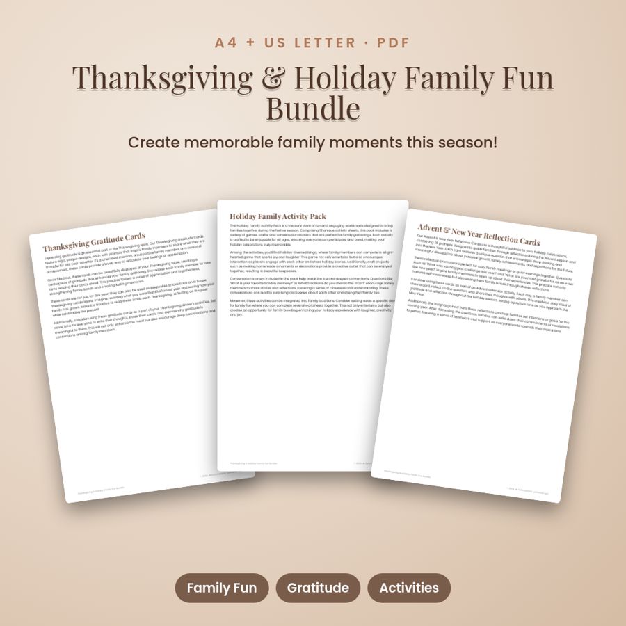 Thanksgiving & Holiday Family Fun Bundle | Printable PDF