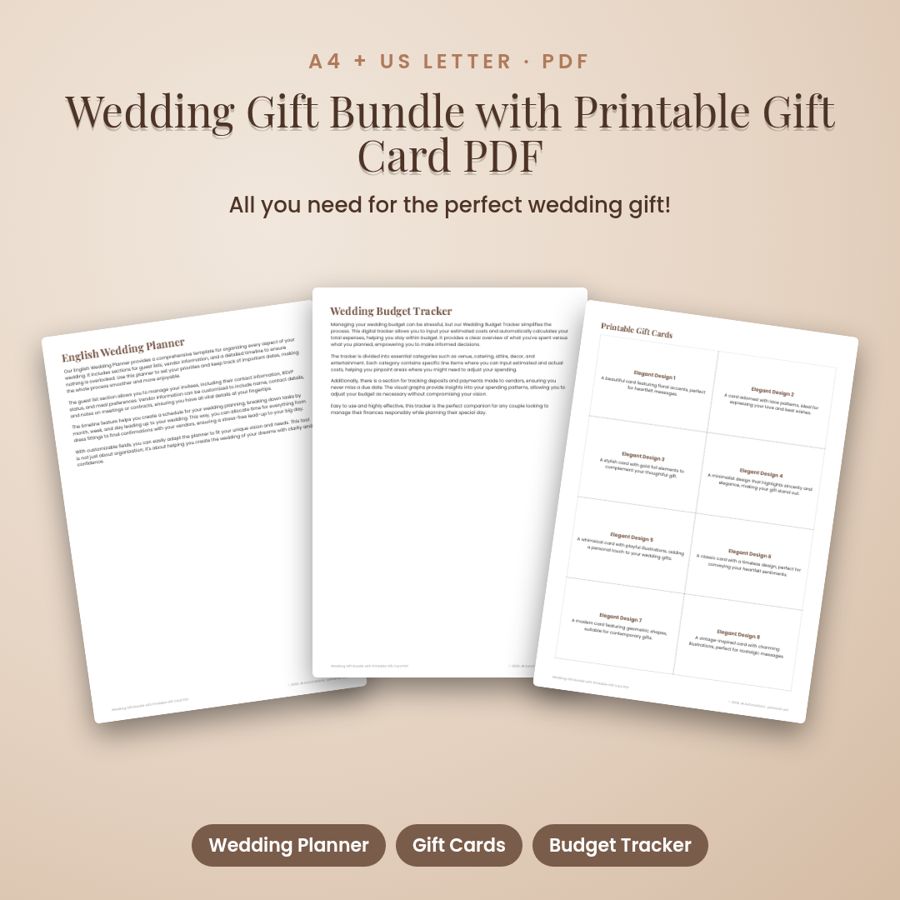 Wedding Gift Bundle with Printable Gift Card PDF | Printable PDF