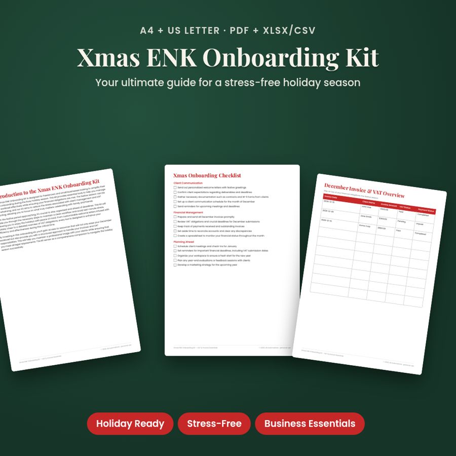 Xmas ENK Onboarding Kit – VAT & Invoice Essentials | PDF + Excel