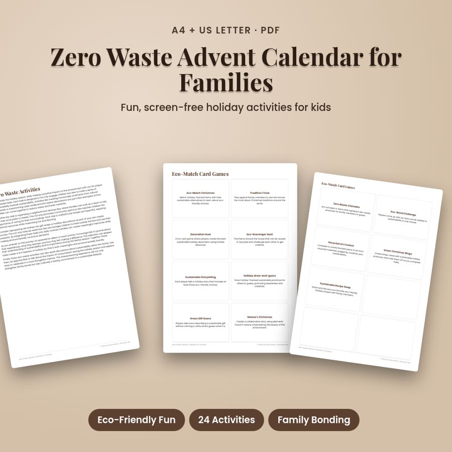 Zero Waste Advent Calendar for Families | Printable PDF